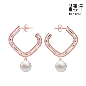 18k金耳环珍珠 网红流行时尚耳环 送女友礼物 18k玫瑰金 珍珠耳环